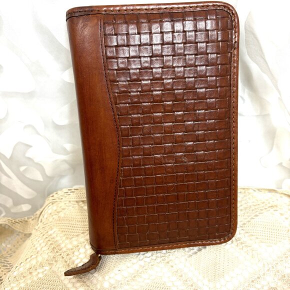 Day Timer Zip Around Basketweave Embossed Planner Cover Vintage - Picture 5 of 11